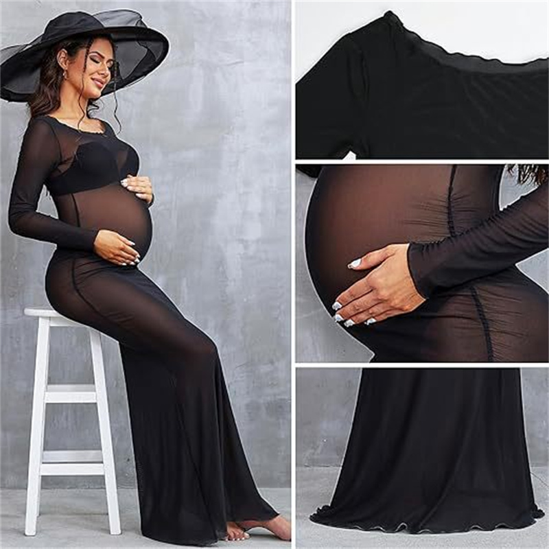 Women Fashion Photoshoot - ชุดคลุมท้องสำหรับถ่ายภาพแฟชั่นฤดูร้อนปี 2026 แบบใหม่ ทรงเข้ารูป ผ้าตาข่ายยืดหยุ่นสูง โปร่งแสง