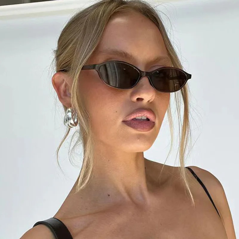 Women'S Fashion Eyeglass Frames - แว่นกันแดดทรงรีสไตล์เรโทร แฟชั่นสำหรับผู้หญิง แว่นกันแดดกรอบเล็กทรงแคทอายส์ ป้องกันแสงแดด ป้องกันรังสียูวี 400