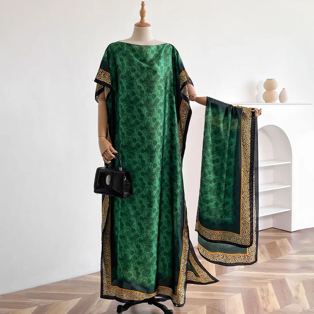 Turkey Women Fashion - ใหม่แฟชั่นฤดูร้อนชุดผ้าพันคอขนาดใหญ่ดูไบตุรกี Kaftan มุสลิมหลวม Abaya ผู้หญิงแอฟริกัน Casual