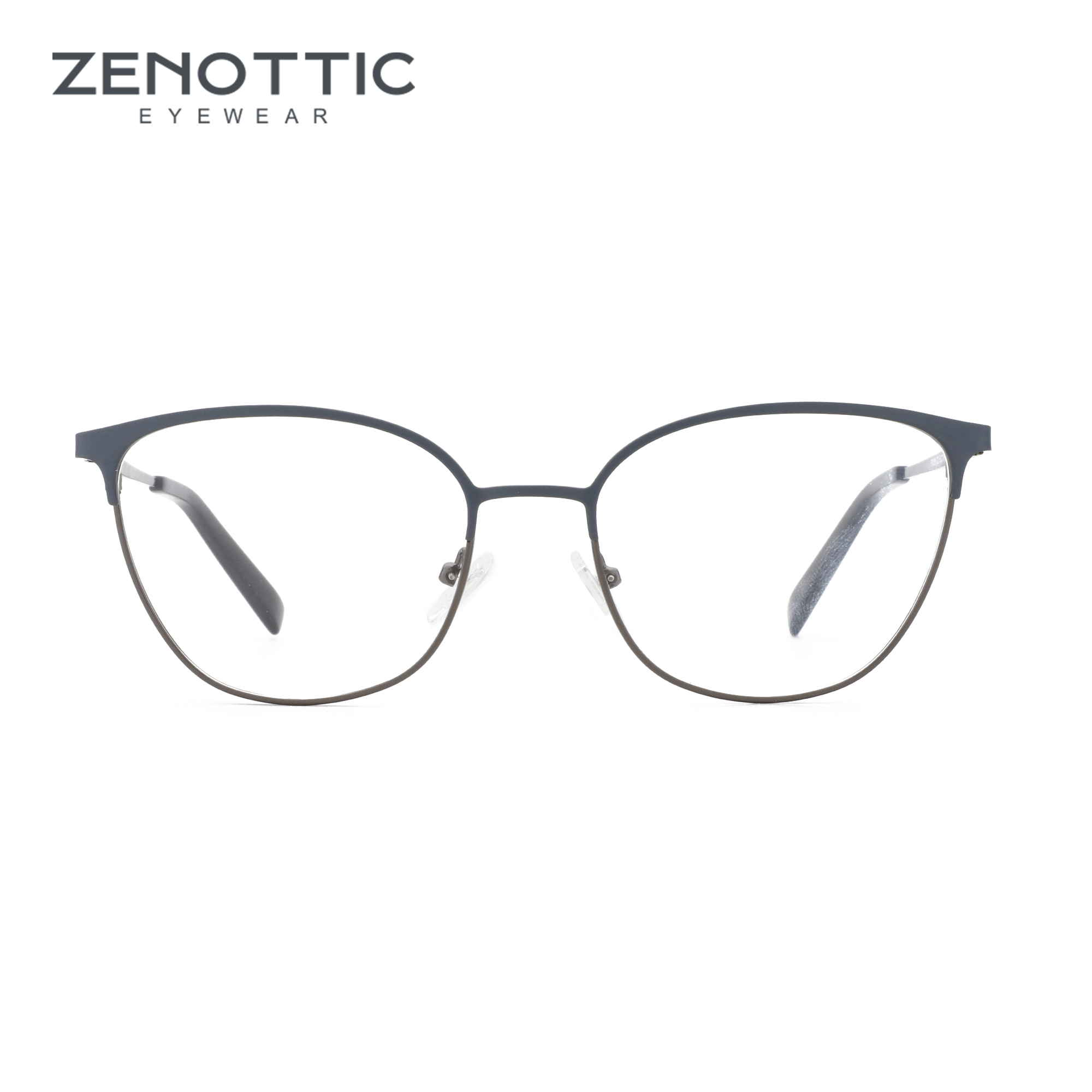 Women'S Fashion Glasses Non Prescription - ZENOTTIC แฟชั่นสแควร์กรอบแว่นตาเทรนด์แว่นตาโลหะสุภาพสตรีแคทอายแว่นตาที่ไม่ต้องใช้ใบสั่งยา F3008