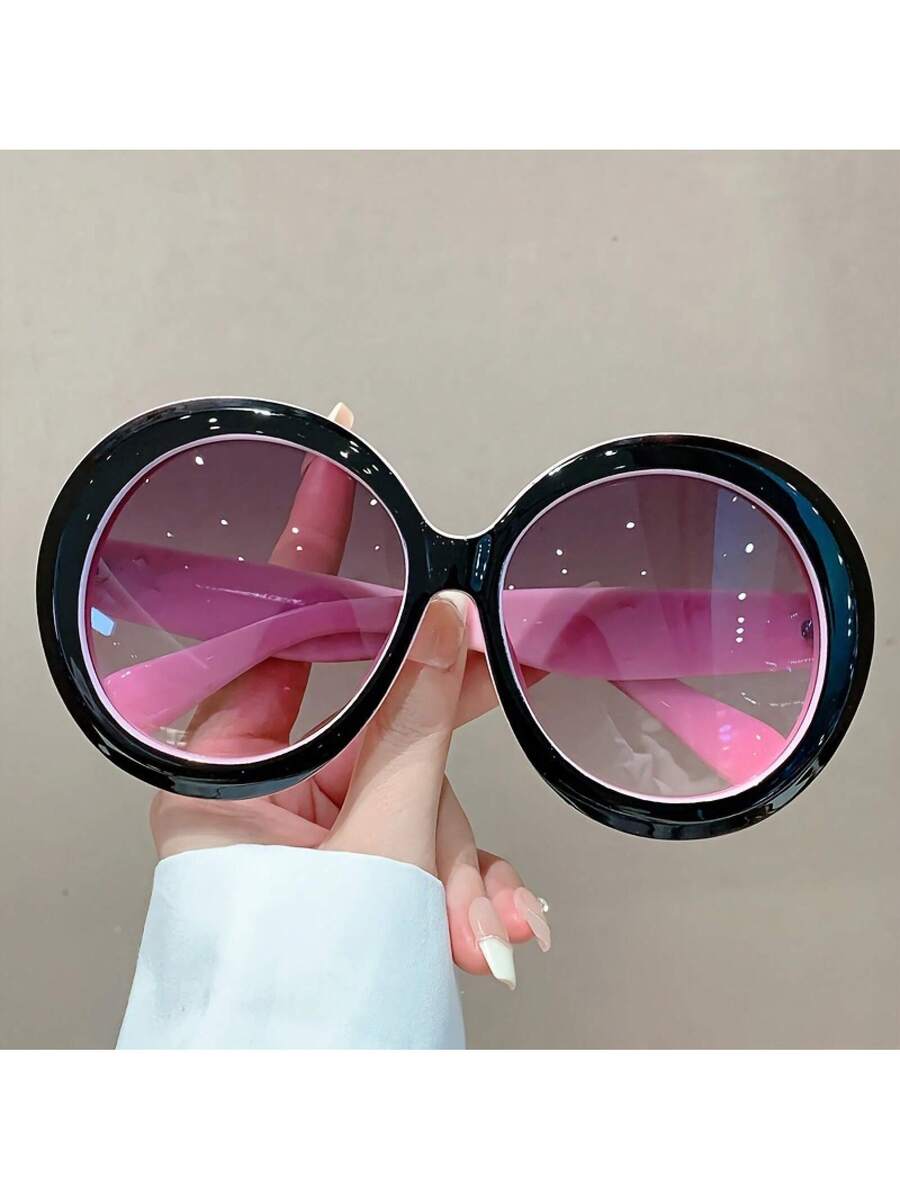 Women'S Fashion Glasses Non Prescription - แว่นตากรอบกลมขนาดใหญ่สำหรับผู้หญิง - กรอบสีดำ ไม่มีค่าสายตา เหมาะสำหรับตกแต่ง ใช้ได้ทุกวันและในโอกาสพิเศษ