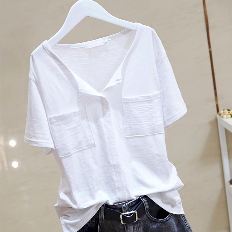 เสื้อยืดผ้าฝ้ายสลับสีสไตล์ลำลอ - Women'S Fashion Trends 2026 Spring Summer บทวิจารณ์และราคา