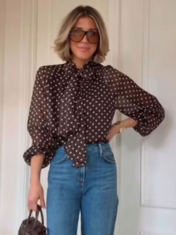เสื้อเชิ้ตแฟชั่นวินเทจลายจุดสำ - Women'S Fashion Trends 2026 Spring Summer บทวิจารณ์และราคา