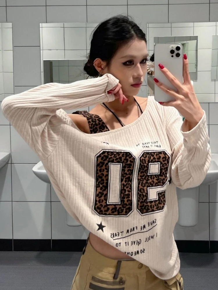 เสื้อยืดลายเสือดาวสไตล์ Y2K แบ - Women'S Fashion Tops บทวิจารณ์และราคา