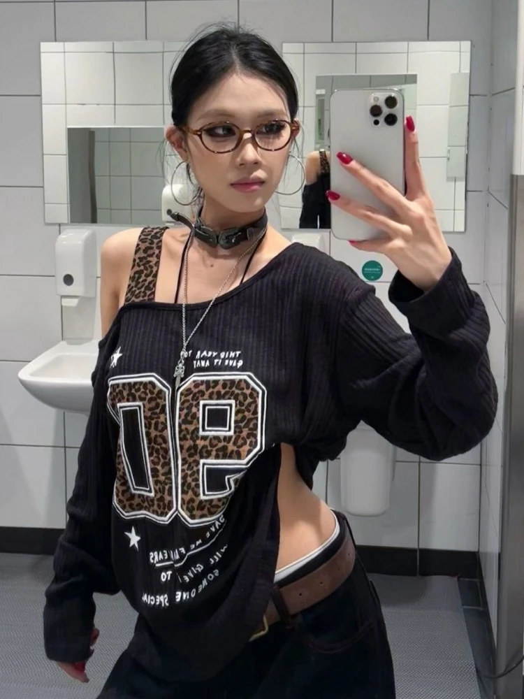 เสื้อยืดลายเสือดาวสไตล์ Y2K แบ - Women'S Fashion Tops บทวิจารณ์และราคา