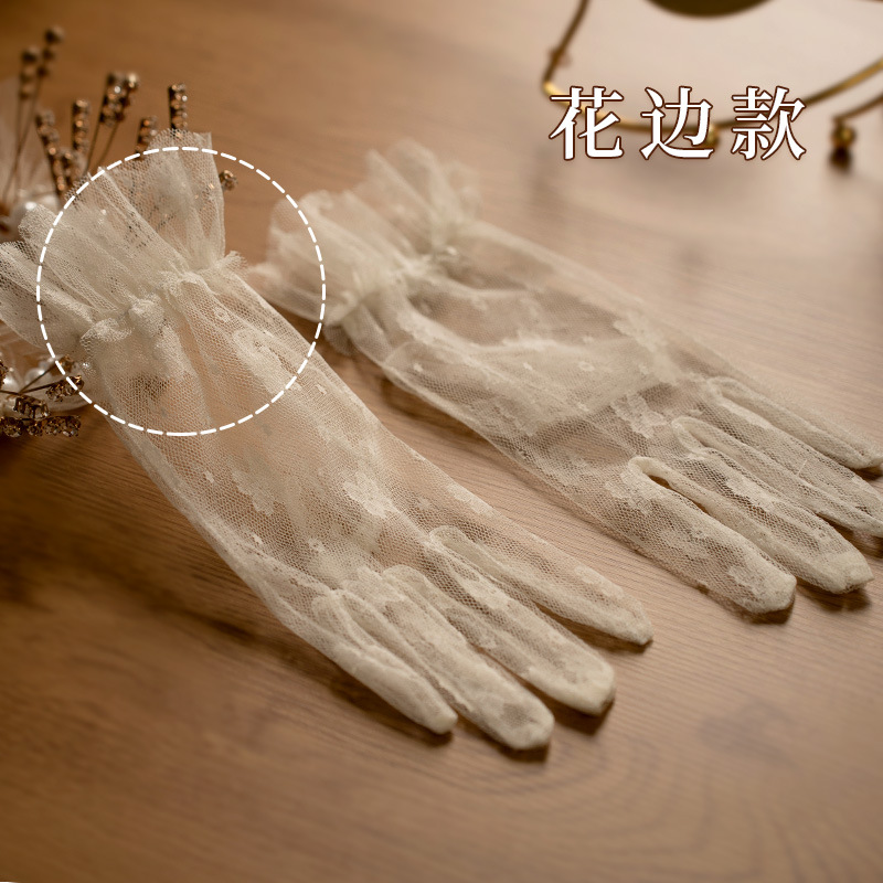 ถุงมือวินเทจลูกไม้โบว์สั้นผ้าท - Women Fashion Photoshoot บทวิจารณ์และราคา