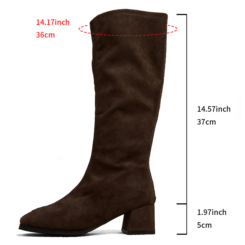 รองเท้าบูทแฟชั่นสีดำ ส้นสูงหนา - Women'S Fashion Knee High Boots บทวิจารณ์และราคา