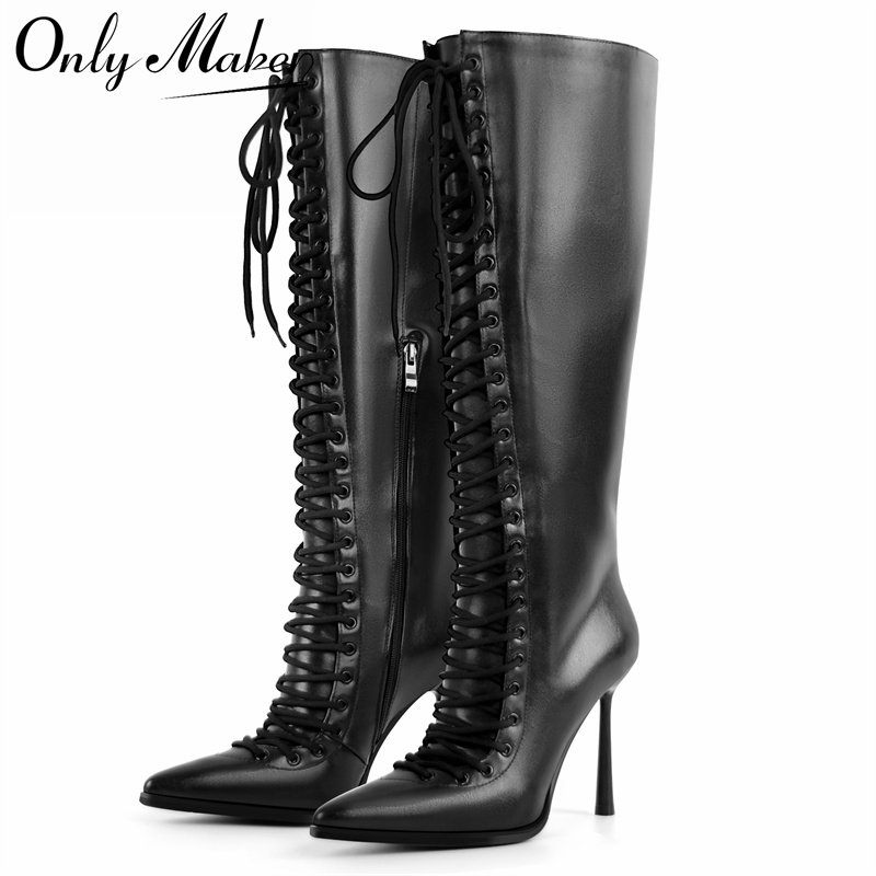 รองเท้าบูทหุ้มข้อหนังเทียมแบบผ - Women'S Fashion Knee High Boots บทวิจารณ์และราคา
